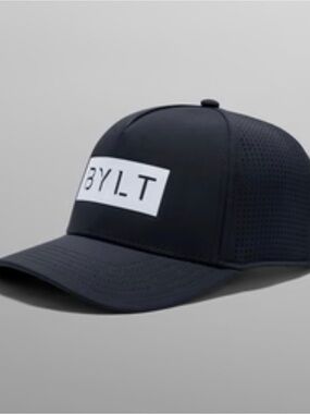 NWOT BYLT Basics Black Curved-Brim Trucker Hat with Snap Back